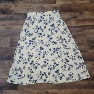 Vintage 90's Bedford Fair Lifestyles Yellow & Blue Floral Maxi Skirt Size 14